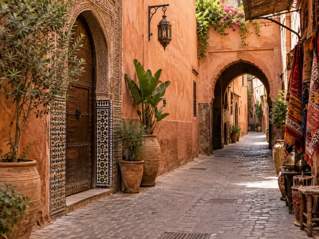 Illustrative quiet lane in the Marrakech medina