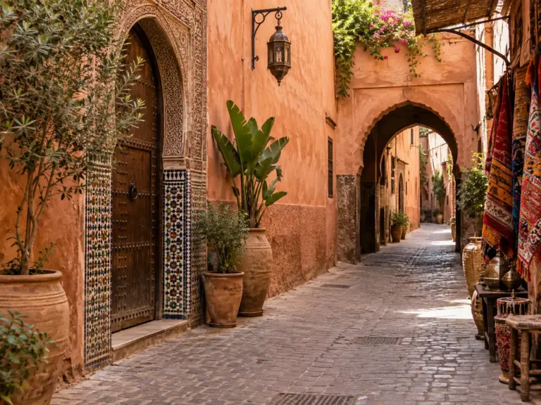 Illustrative quiet lane in the Marrakech medina